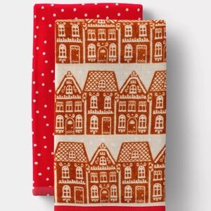 Red and Orange House Pattern Kitchen Towels NWOT Final Sale